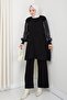 Tunic Set with Sleeve Glitter Detail and Knitwear Trousers