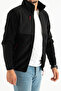 Men's Black Slim Fit Anti-pilling Non-Pilling Full Zipper Softshell Garnished Fleece Sweatshirt - 5