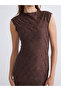 Brown High Neck Patterned Dress - 3