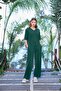 Women's Short Sleeve V Neck Bottom Top Set 25083 - 2
