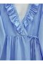 Ruffled Front Lace-Up Sleeve Elastic Kimono - Blue - 2
