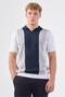 Men's slim fit polo collar navy blue knit t-shirt