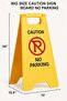 Two-Sided Fold-Out No Parking Signs, Portable Outdoor Folding Floor Sign Yellow, Self Standi - 5