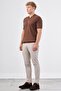 Men's Slim Fit Polo Neck Brown Knitwear T-Shirt - 4