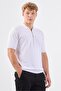 Men's Slim Fit Polo Collar White Knitwear T-Shirt - 2