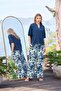 Women's Leaf Pattern Short Sleeve Shirt Collar Bottom Top Set 25014 - 5