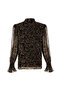 Leopard Pattern Scarf Collar Lined Regular Blouse - 8