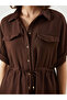 Brown Shirred Women's Shirt - 6
