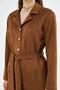 Apsen Women's Tan Suede Jacket with Belt Pocket Detail and Front Buttons 6501/80 - 7