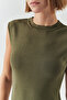 Crew Neck Knitwear Garnished Asymmetric Cut Slim Fit Midi Dress - 5