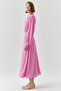 Lace-Up Collar Waist Fitted Lined Regular Midi Dress - 2