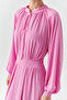 Lace-Up Collar Waist Fitted Lined Regular Midi Dress - 4