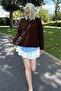 Brown Crew Neck Knitted Patterned Women's Knitwear Sweater Mg2520 - 8