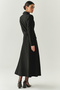 Front Zipper Belted Long Sleeve Slim Fit Midi Dress - 3