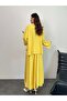Overlock Detailed Blouse and Skirt Double Set 8045 - Yellow - 7