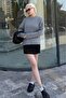 Gray Crew Neck Knitted Patterned Women's Sweater Mg2520 - 6
