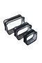 Pack of 3 Clear Cosmetic Pouch, Double Zipper Sliders Portable Clear Pouches, Black