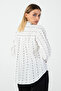 Women's White Striped Linen Shirt Long Sleeve Relaxed Fit - 5