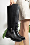 Women's Black Thermo Sole Rope Detailed Back Stretch Zippered Boots - 2