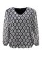 بلوزة شيفون مبطنة بطبعة جرافيك مقاس كبير للنساء باللونين الأزرق الداكن والأبيض 65N39099 - 6
