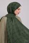 Emerald Green Tuğra Pattern Grazia Shawl - 2