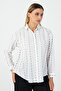 Women's White Striped Linen Shirt Long Sleeve Relaxed Fit - 3