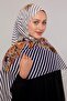 Navy Blue Pine Pattern Cotton Shawl - 2