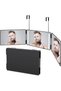3 Way Mirror for Hair Cutting - Rechargeable 360° Barber Mirror with Adjustable Lights & Height Telescoping Hooks, Trifold Self Cut