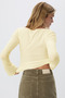 Butter Yellow Bell Sleeve 100% Cotton Basic T-Shirt Blouse - 2