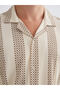 Regular Fit Collar Short Sleeve Striped Men's Shirt - 3