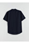 Navy Blue Regular Fit Judge Collar Linen Blend Men's Shirt - 6