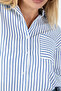 Women's White Navy Blue Striped Long Sleeve Shirt – Stylish and Comfortable Office & Casual Combination - 4