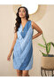 Blue Sleeveless Denim Mini Dress with Patchwork