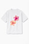 Oversize White Unisex Floral Printed T-Shirt T-Shirt