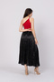 Women's Summer Black Printed Long Satin Skirt Stylish Daily Comfortable 6786 - 4
