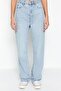 Isabella Loose Blue Snow Wash High Waist Wide Leg Jeans - 3