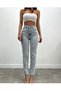 Women's Acid Snow Wash Blue Mom Jean High Waist Jeans 100% Natural Cotton (Take 1 Size Smaller) - 2