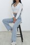 Selina Women's Loose Light Blue Acid Snow Wash Super High Waist Jeans