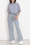 High waist pocketed wide leg jean Stretch Fabric long Palazzo Pants denim women's blue - 18695