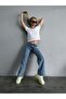 High Waist Snow Jeans Loose Blue Snow Wash Jeans Blue Snow Lycra Stretchy Jeans - 2