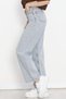 High waist pocketed wide leg jean Stretch Fabric long Palazzo Pants denim women's blue - 18695 - 2