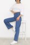 Women's High Waist Loose Wide Leg Loose Palazzo Jeans Blue Jean - 2