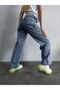High Waist Snow Jeans Loose Blue Snow Wash Jeans Blue Snow Lycra Stretchy Jeans - 3