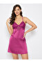 Solid Lace Insert Padded Satin Babydoll