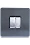 Electric Light Switch Panel, Silver Finish, Modern Design (SILVER 2 GANG)