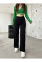 Women's Black Wide Leg Palazzo High Waist Pants(Full Fit) - 2