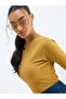 Women Khaki Ribbed Short Sleeves Top - 7
