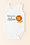 Daddy's Lion Patterned Printed Cotton Baby Bodysuit Badi Cotton Snap Fastener