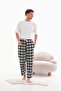 بدلة بيجامة منقوشة مربعة للرجال للجنسين - 3