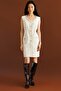 Chain Detailed Midi Tweed Dress 4001-25K Ecru